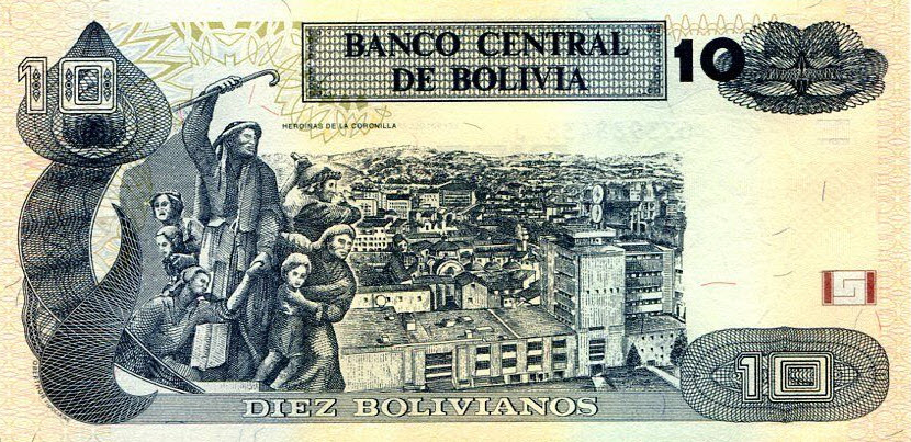 P243 Bolivia 10 Bolivianos (Serie J) Year 2015